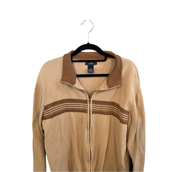 Dockers men’s zip up sweater brown with stripes size large like new condition - Picture 2 of 5